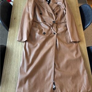 Avec Les Filles Camel Double-Breasted Trench Coat